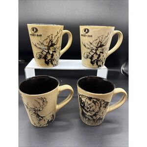 Mossy Oak Set of 4 Animal Themed Coffee Mugs Ceramic Cups Complete Set